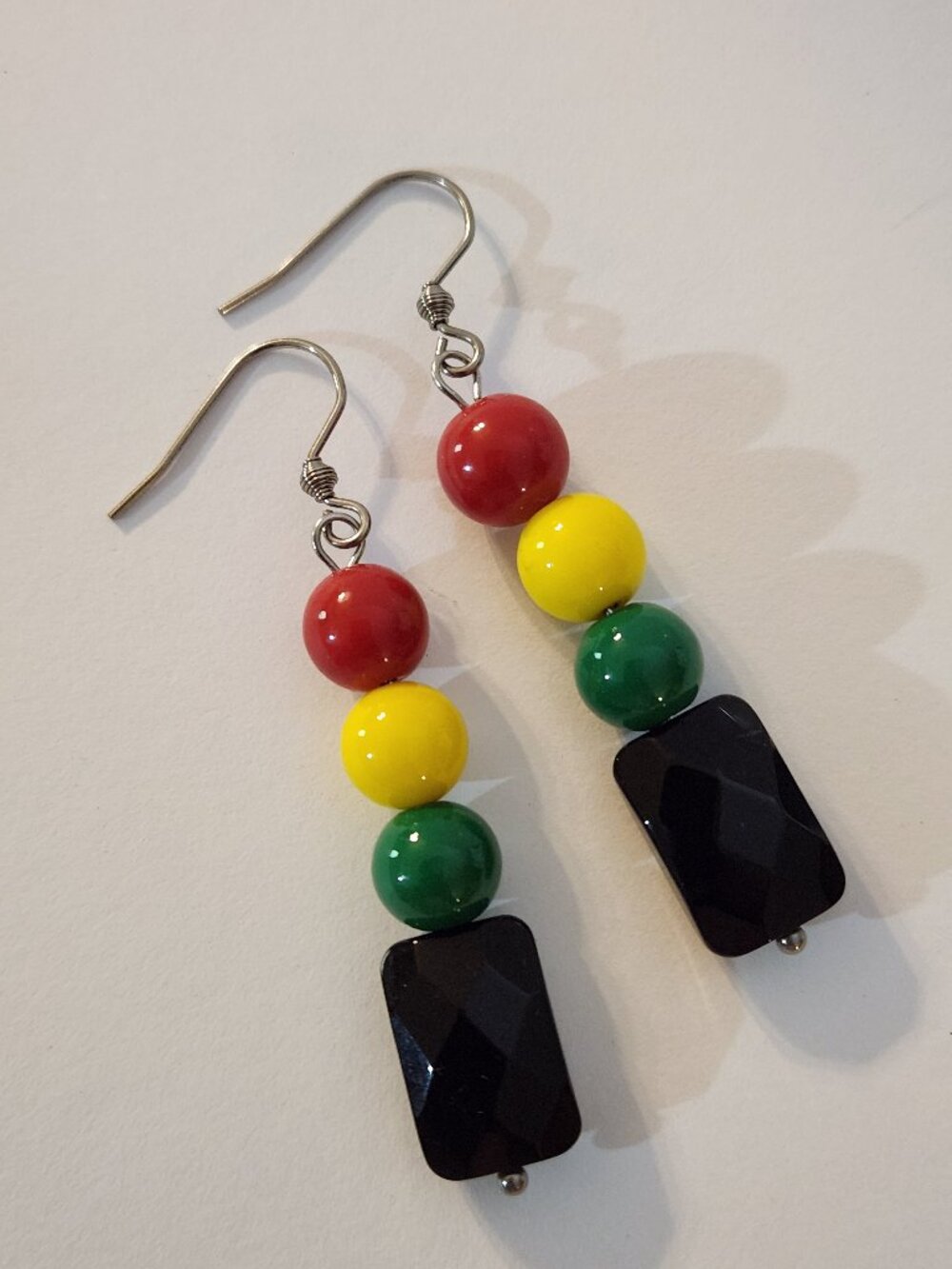 Hand Crafted Dangle Pierced Earrings Juneteenth Red Yellow Green Black